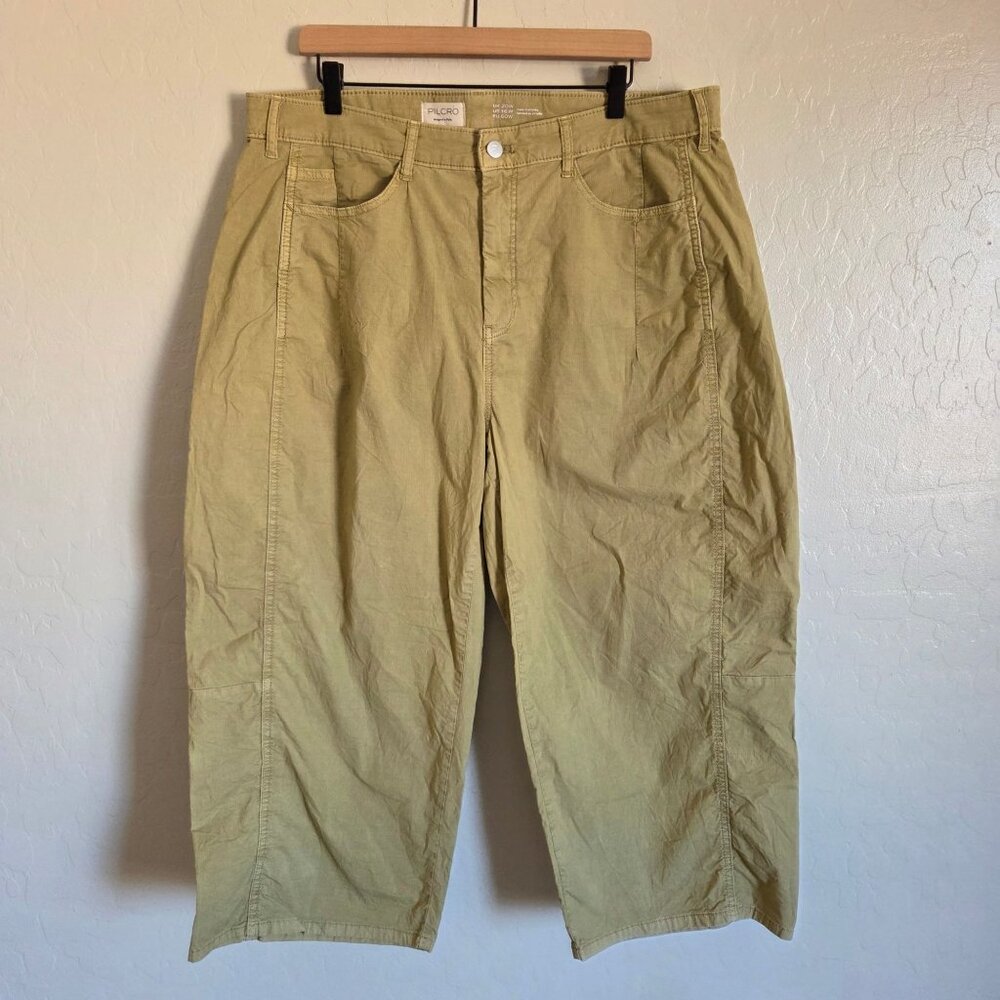 Anthropologie Pilcro Heritage Barrel Pants Cedar Green Women's 16W Wide Leg Crop